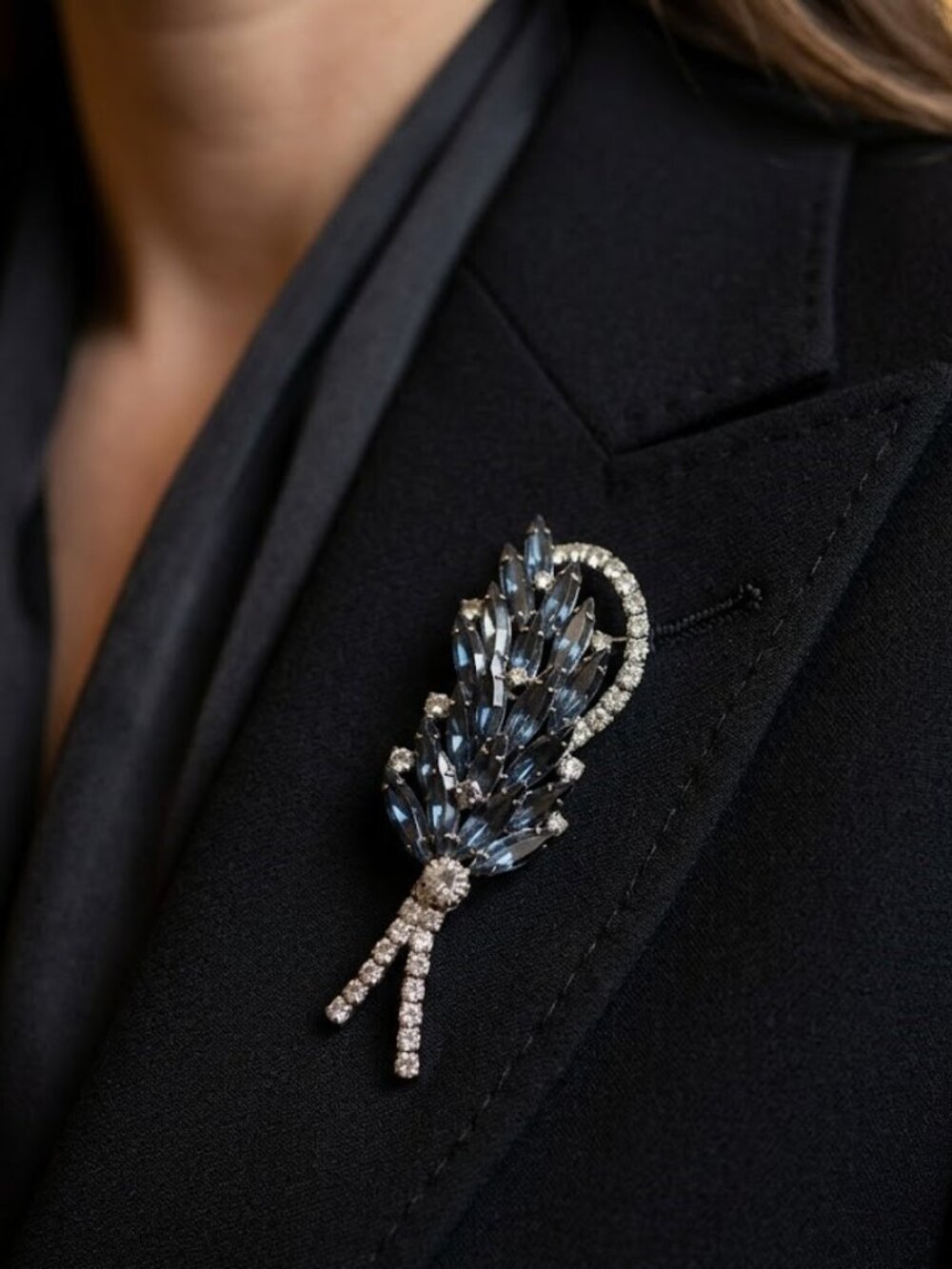 Vintage Silver & Rhinestone Brooch